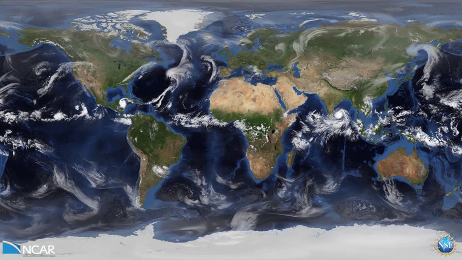 A visualization of MPAS run at a high resolution