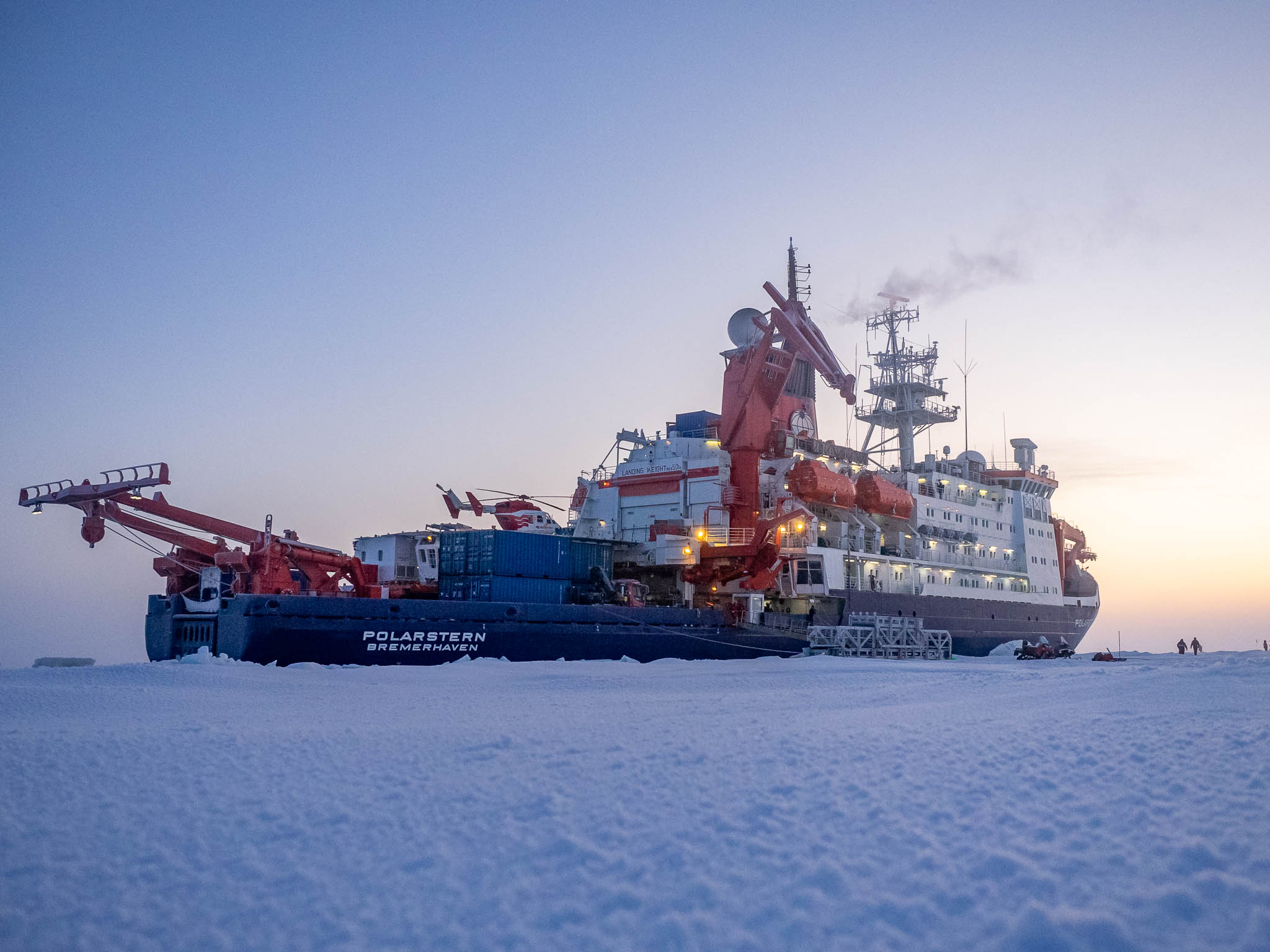 The Polarstern frozen in Arctic sea ice.