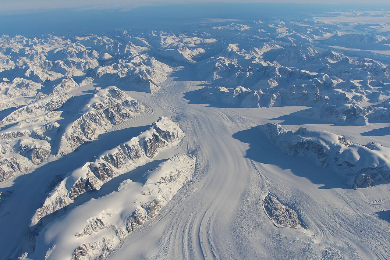 NASA aerial image of Greenland glacier.