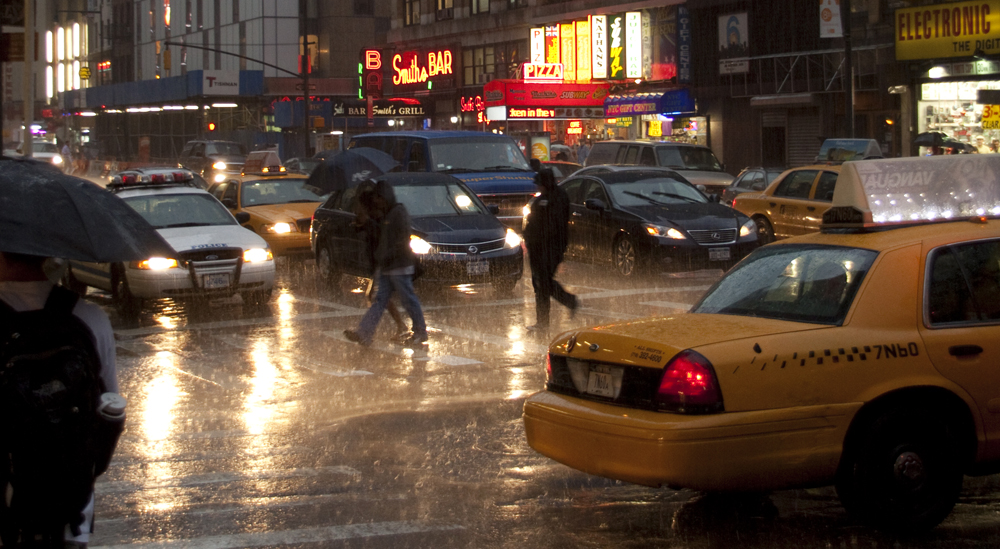 Rain in New York City.