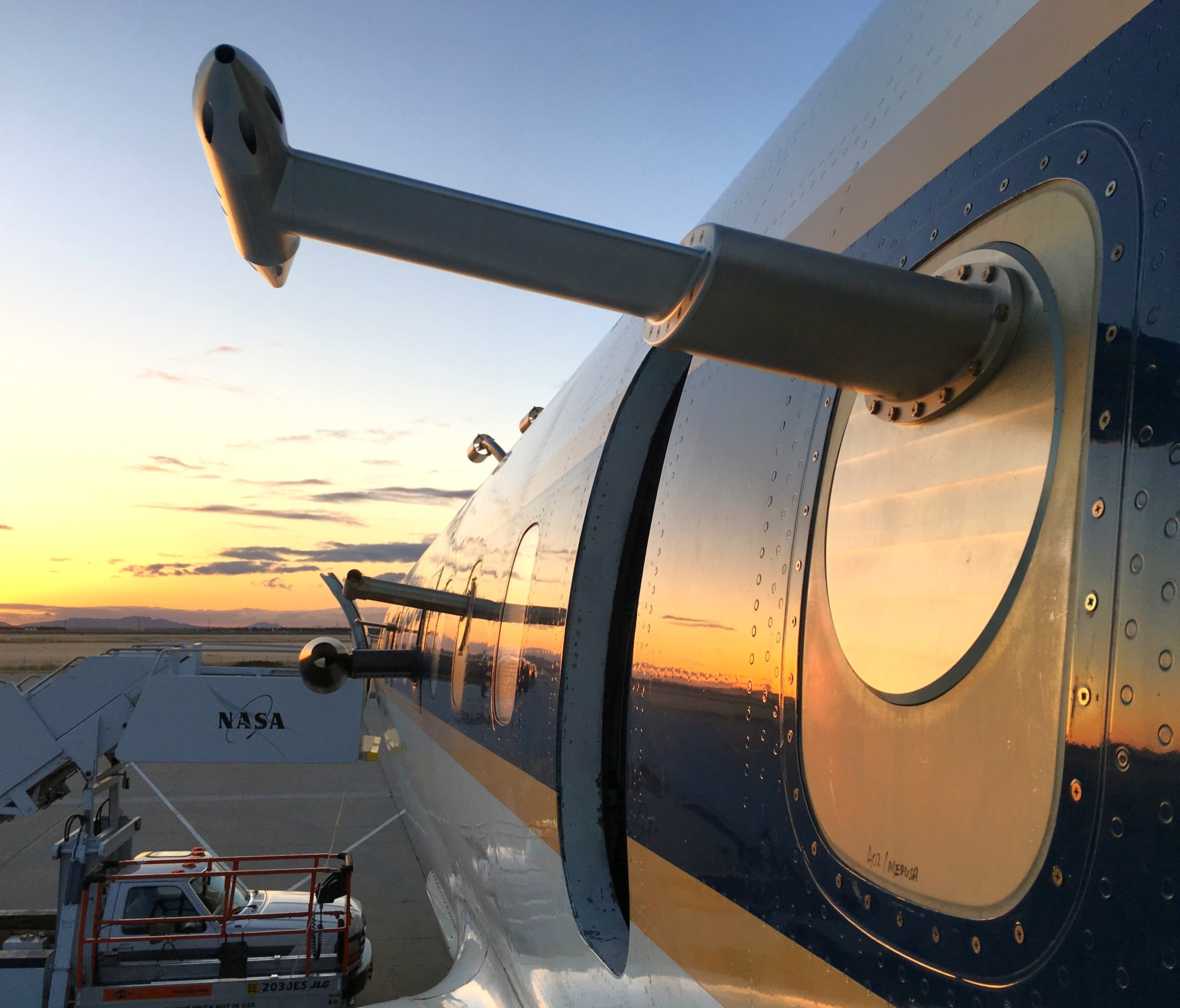 An inlet on the side of the NASA DC-8