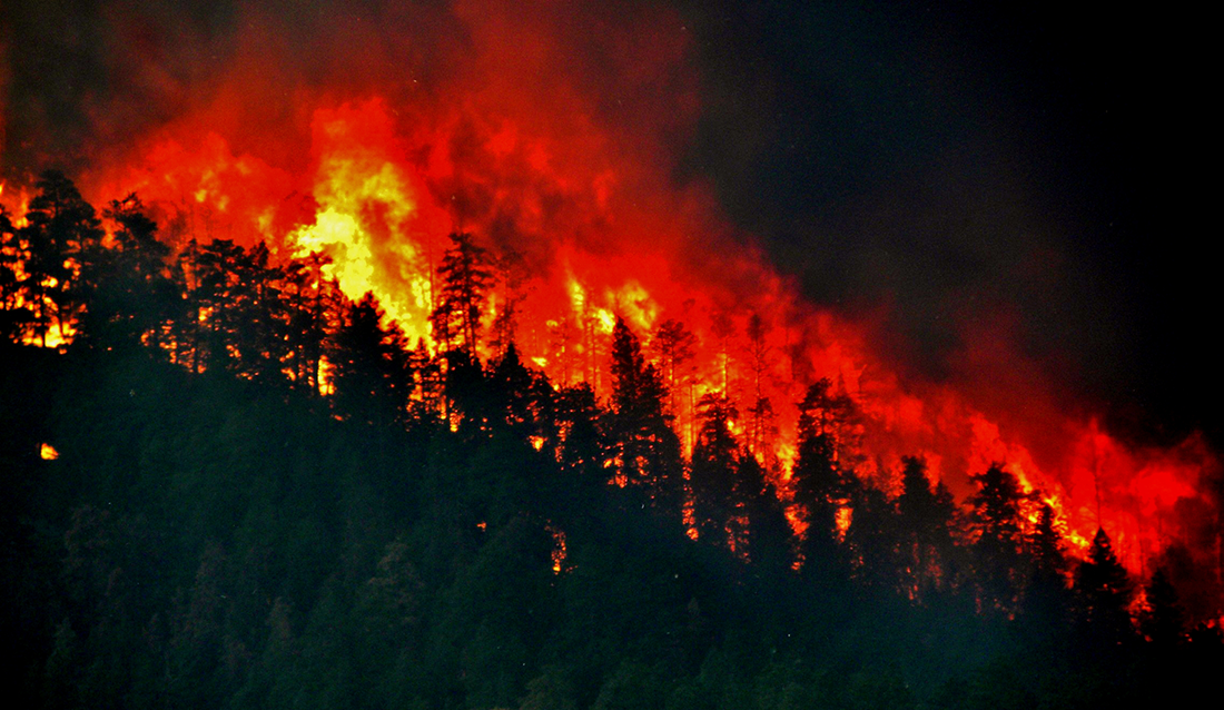 A ridge burns during the 2012 High Park Wildfire in Colorado.