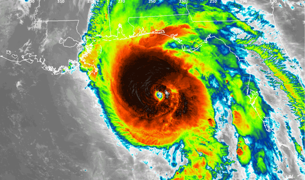 Satellite image of Hurricane Michael approaching Florida