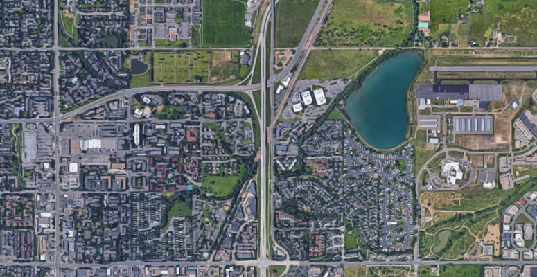 Google map satellite image of Foothills campus
