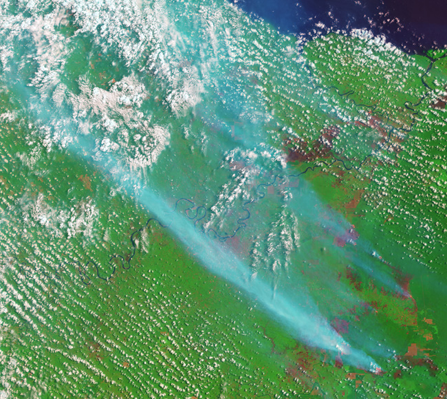 NASA image of wildfires in Sumatra
