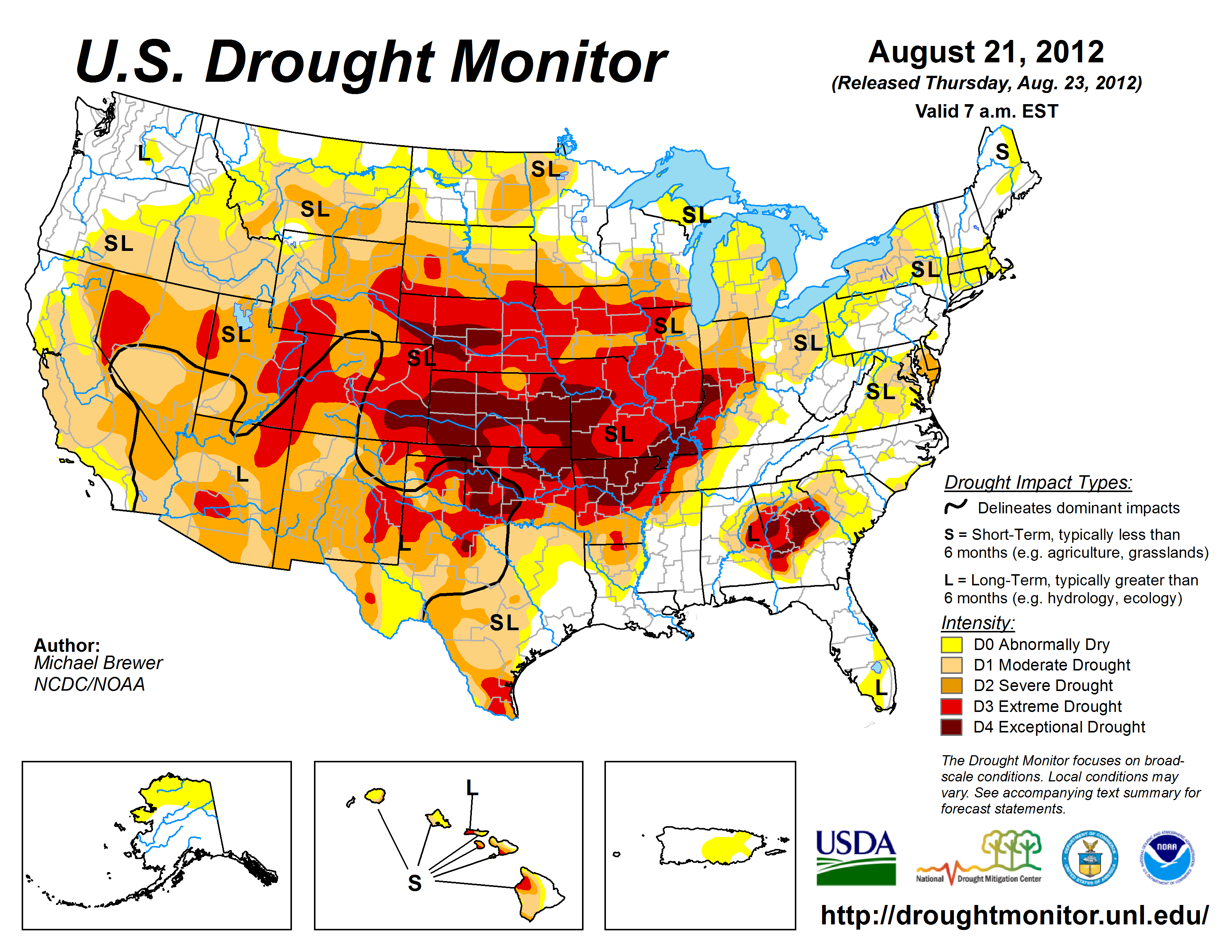 U.S. Drought Monitor for Aug. 21, 2012