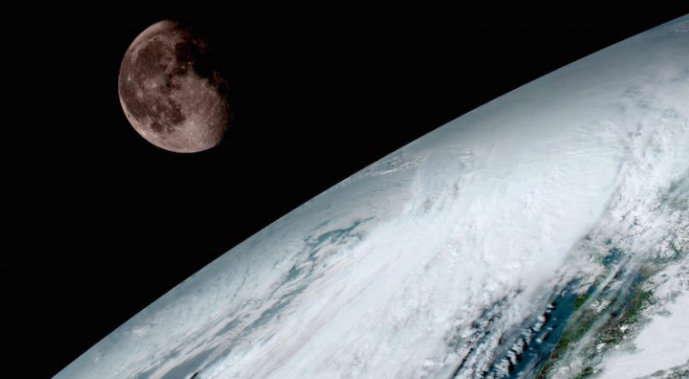  view of Earth and moon by GOES-16