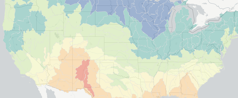 climate forecast map, by watershed