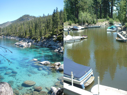 Different areas in Lake Tahoe side by side