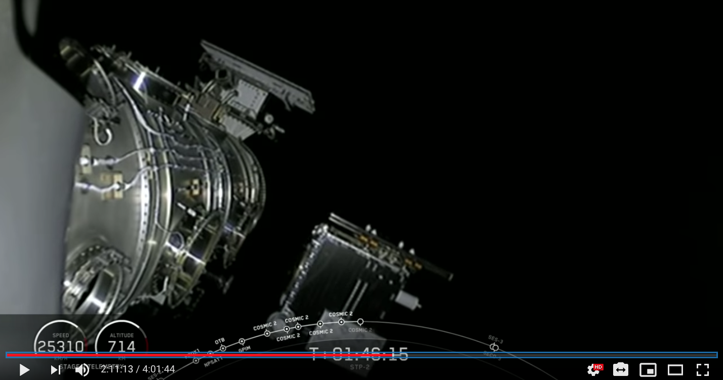 Satellite 2 of the COSMIC-2 constellation released into orbit