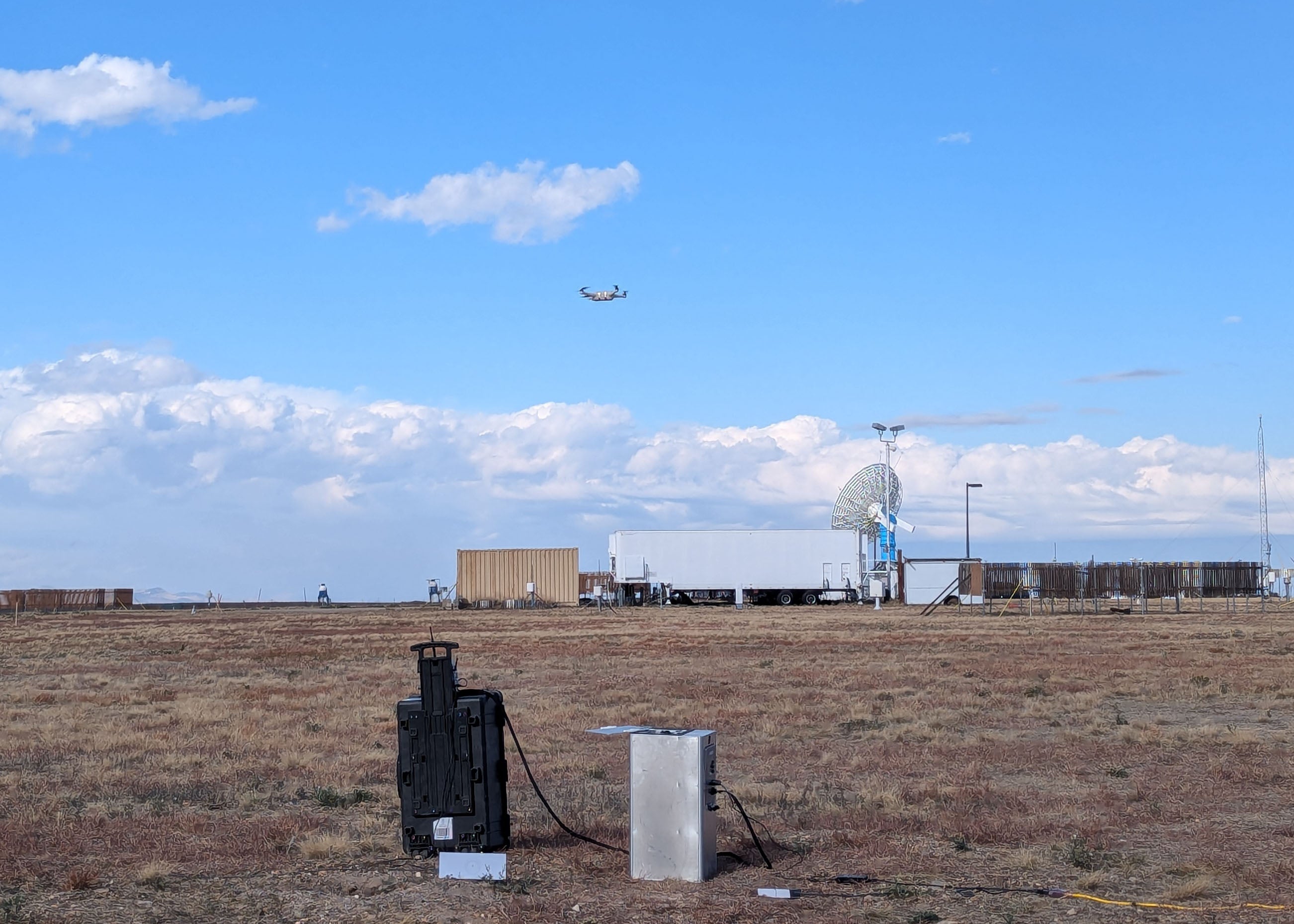 Weather drone flies about the Marshall Field Site.