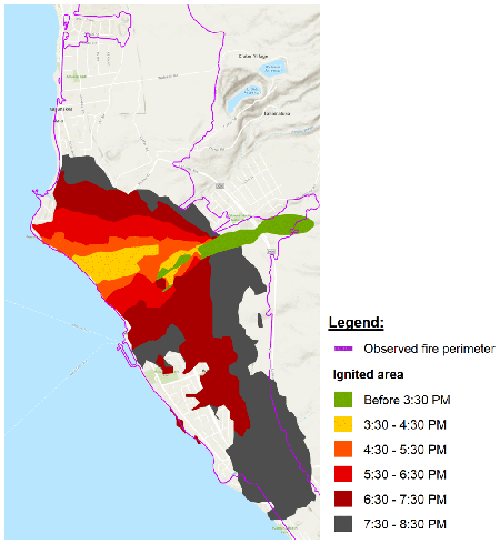 Visual from computer simulation shows extent and timing of Lahaina Fire