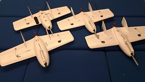 Four small drones used to gather observations.