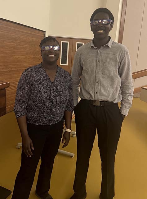 Samaiyah Farid with student Joel Ruzindana at University of Arkansas at Pine Bluff.  Photo courtesy of Samaiyah Farid