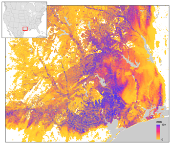 Inundation forecast for Louisiana, 2016