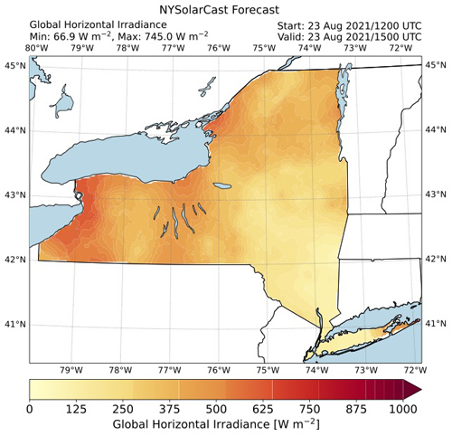 Forecast of solar irradiance across New York State