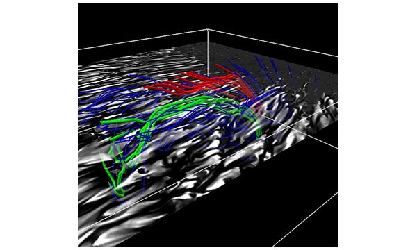3D visualization in black with red, blue, and gray lines