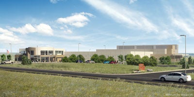Architect's rendering of the approach to the NCAR Wyoming Supercomputing Center