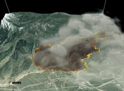 Computer visualization of Esperanza Fire