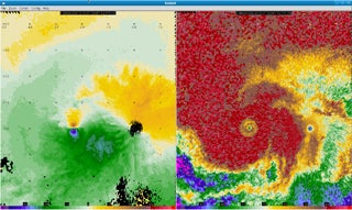 Two radar-derived color tornado visualizations