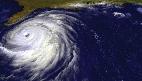 Satellite photo of a hurricane off of eastern Florida