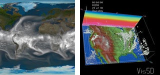 Visualization of atmosphere over map of the world