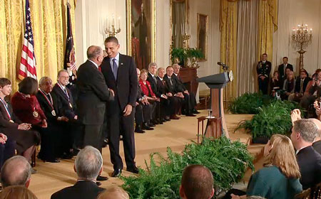 View of all recipients as Washington receives medal