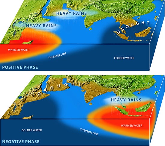 two 3-D maps of the Indian Ocean & surrounding land