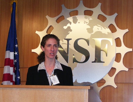 Rebecca Morss speaking at NCAR Science Day