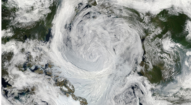 Satellite mosaic showing Great Arctic Cyclone of 2012