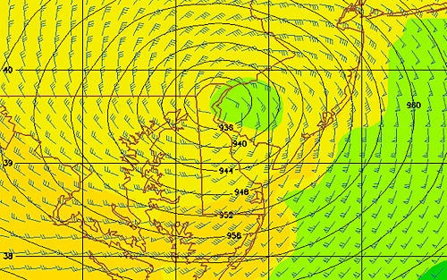 Depiction by GHM model of Hurricane Sandy near Philadelphia