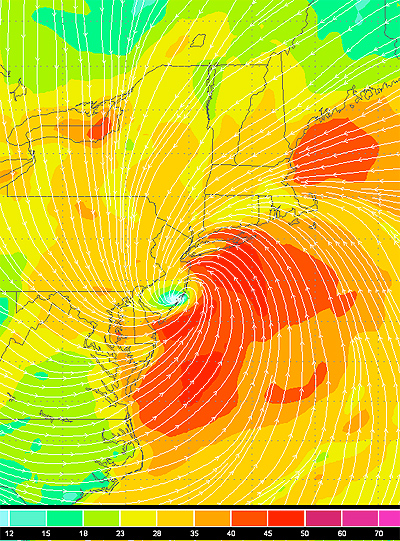 Model depiction of Sandy's landfall