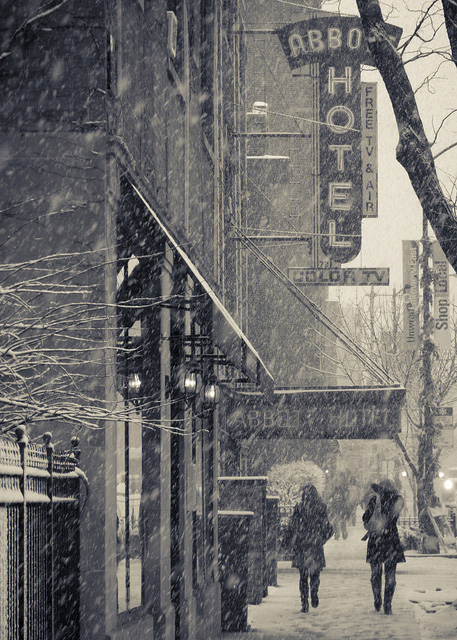 Winter street scene in Chicago