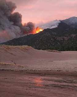 Wildfire at Great Sand Dunes National Park