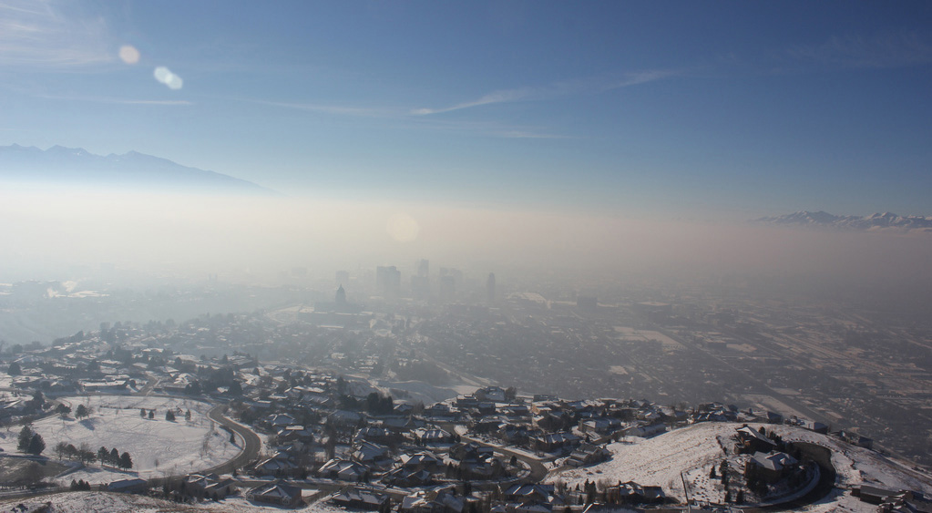 Photo of Salt Lake City in inversion, January 2013