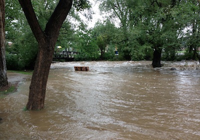 Flood waters near Boulder Creek, September 12, 2013