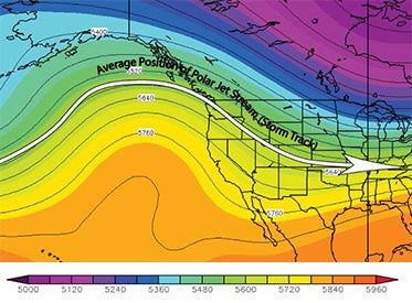 Jet-stream flow across North America, Dec. 2013