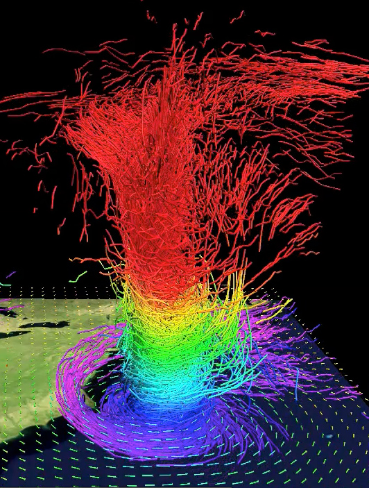 3-D visualization of Sandy using tracers of potential temperatures