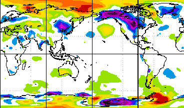 Global map of surface temperature anomalies, 4/2/13-5/1/13