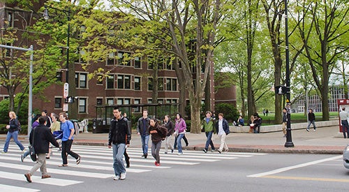 Students on MIT campus