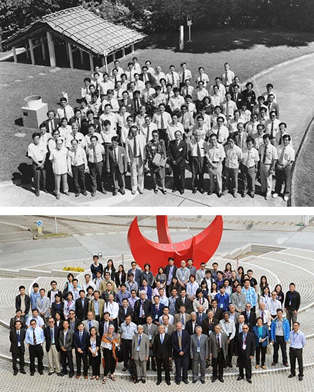 Group photos of 1989 and 2013 meetings at Hong Kong Meteorological Society