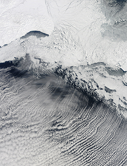 Satellite image of cloud streets over Bering Sea, 4/7/13