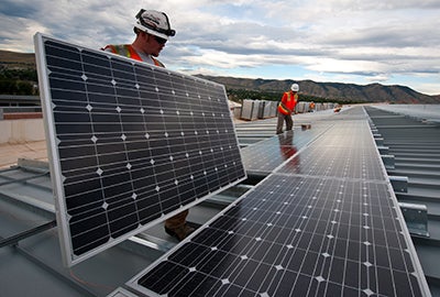 Solar panels being installed