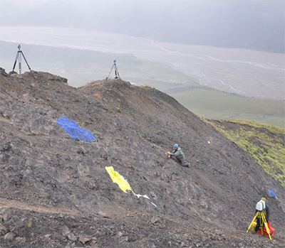 Terrestrial laser scanning being used at dinosaur track site, Denali National Park and Preserve 