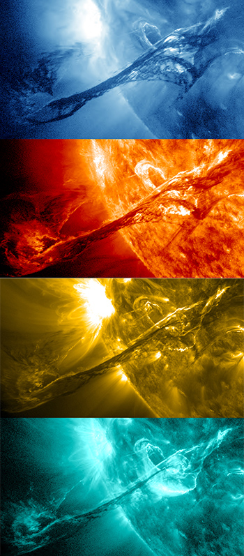 CME from 8/21/12 in four different extreme UV wavelengths