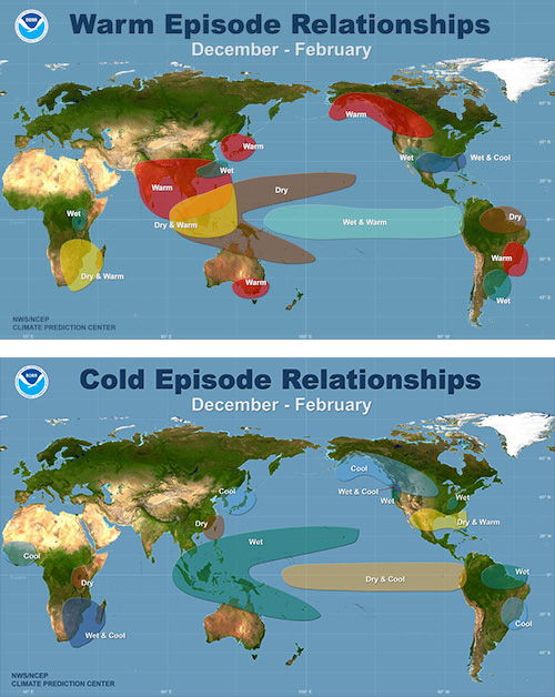 El Niño and La Niña effects worldwide during Dec-Feb