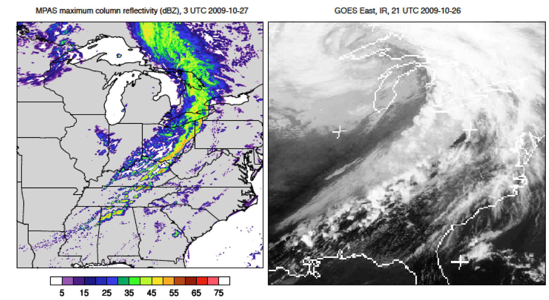 Comparison of MPAS prediction with radar imagery for severe thunderstorms across Midwest