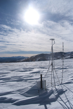 GPS sensor installed atop Niwot Ridge, CO, to measure snow depth