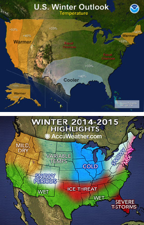 Winter 2014-15 outlooks from NOAA and AccuWeather