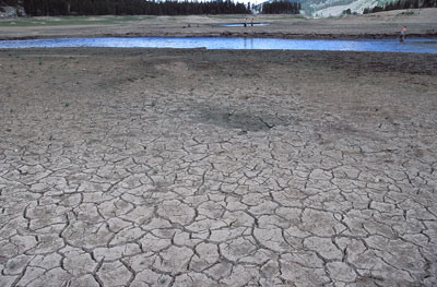 Climate and extreme weather: cracked, dry soil in Colorado
